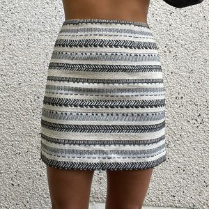 Ever New mini skirt in white, black and blue